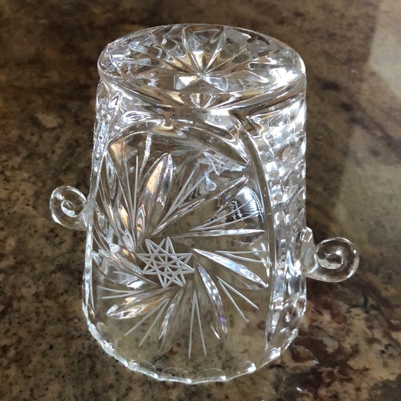 VINTAGE CRYSTAL CLEAR HEAVY POLISH LEAD CRYSTAL ICE BUCKET - Picture 2 of 6